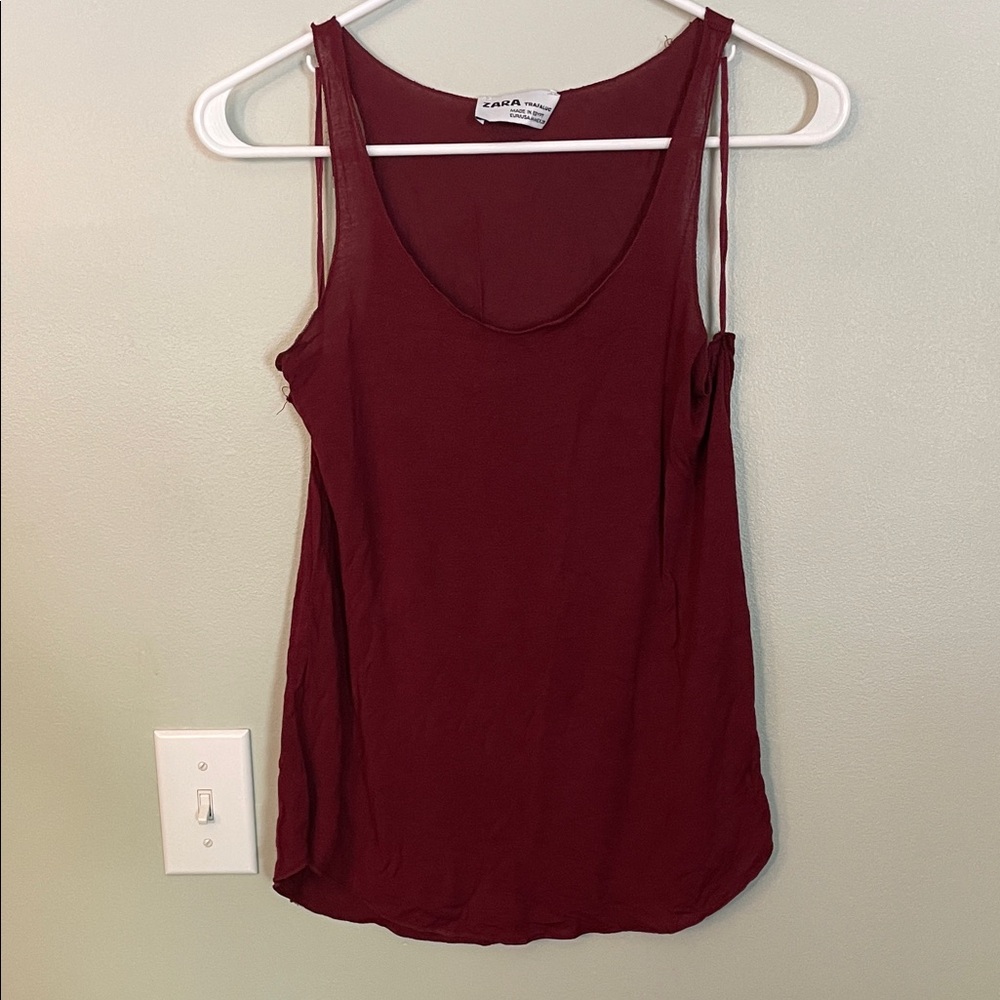 ZARA Wine Red Scoop Neck Tank Top